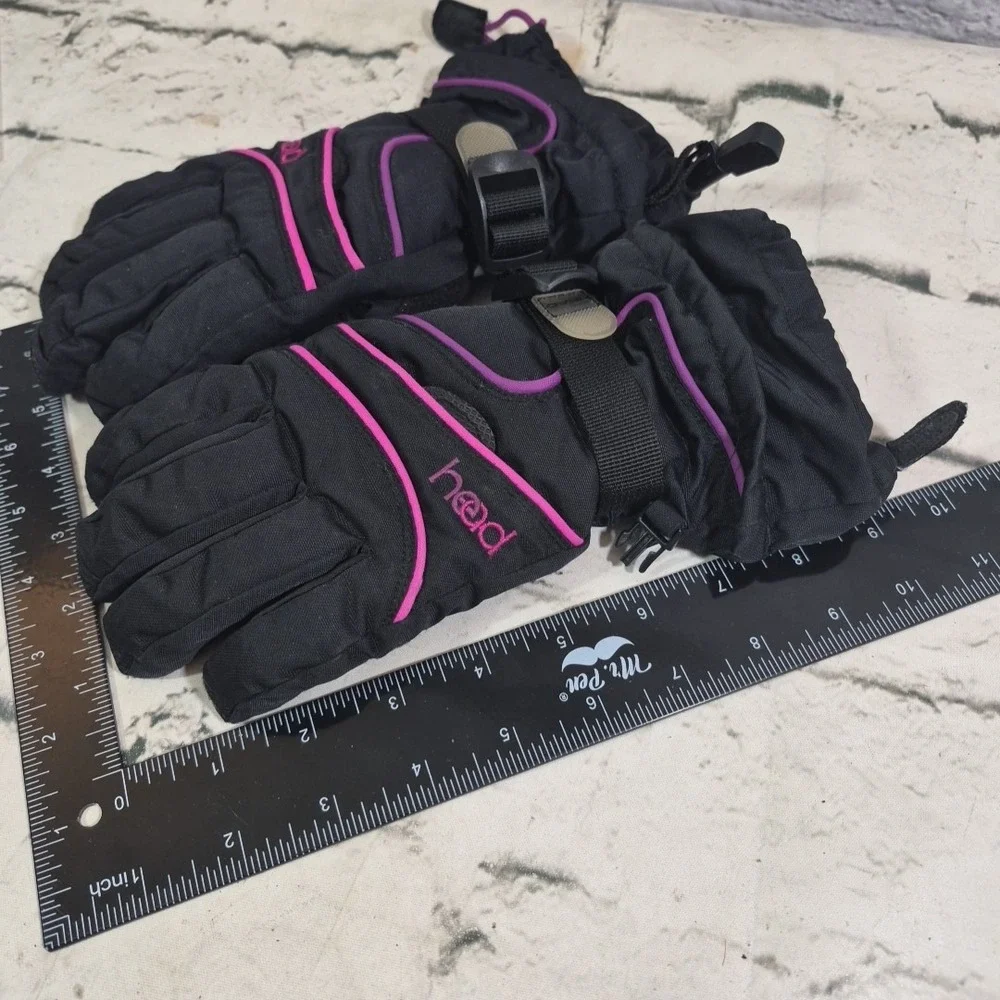 Head Girls Size M Gloves Black Pink Water Resistant Snow Ski Winter Sports
